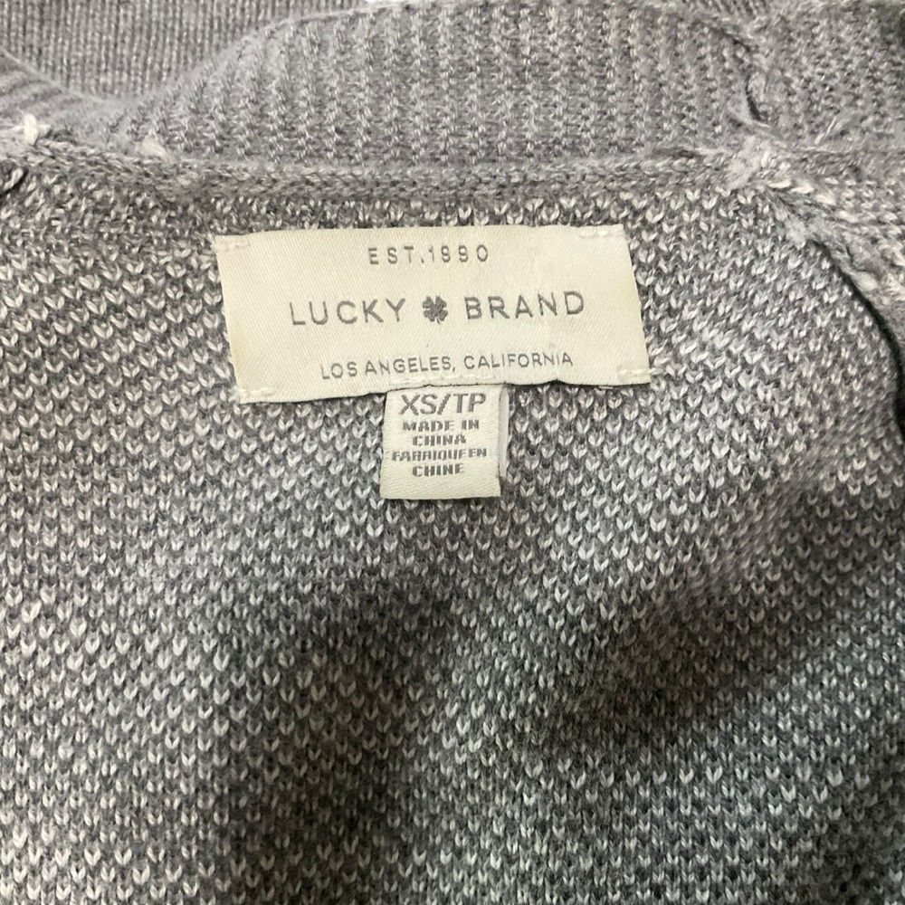 Lucky Brand Gray Camo Button Front Longline Cardigan XS - Picture 8 of 11